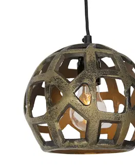 Zavesne lampy Industriálne závesné svietidlo starožitné zlaté okrúhle 3-svetlové - Bobby