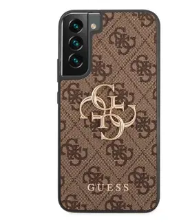 Puzdrá na mobilné telefóny Zadný kryt Guess PU 4G Metal Logo pre Samsung Galaxy S23, hnedá 57983112872