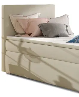 Postele NABBI Rodrigo 90 L čalúnená jednolôžková posteľ s úložným priestorom béžová