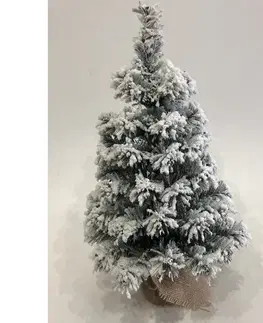 Vianočné dekorácie Zasnežený stromček v jute Tiga, 50 cm