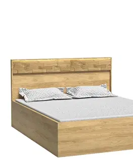 Manželské postele VALERIAN M-9 posteľ 160x200, dub hikora