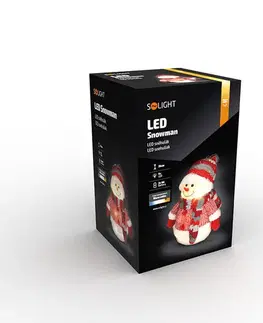 Vianočné dekorácie Solight LED snehuliak, 26 cm, 6x LED, IP20, 3x AA