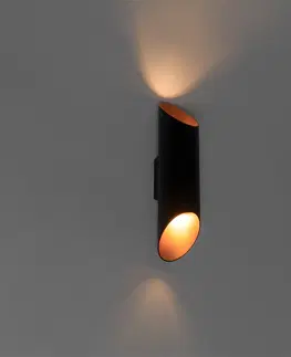Nastenne lampy Dizajnová nástenná lampa čierna so zlatom - Organo S