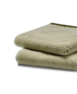 Bath Towels & Washcloths Kvalitné žakárové uteráky, 2 ks, kombinácia pieskovozelenej a machovozelenej