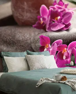 Samolepiace tapety Samolepiaca fototapeta  nádherná orchidea a Zen kamene