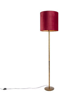 Stojace lampy Vintage stojaca lampa zlatá s červeným odtieňom 40 cm - Simplo