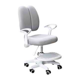 Kancelárske stoličky KONDELA Anais detská stolička s podnožkou a trakmi sivá / biela
