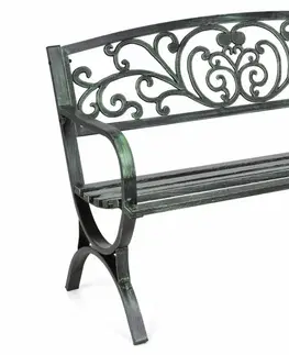 Záhradné lavice Záhradná lavička s patinou oceľ liatina Zelená
