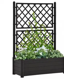 Kvetináče a truhlíky Záhradný kvetináč s treláží 100x43x142 cm PP Dekorhome Zelená