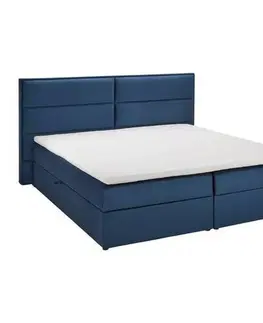 Americké postele Boxspring posteľ Kilian, Modrá, 180x200