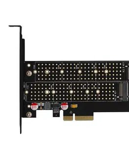 Výmenné kity a boxy AXAGON PCEM2-DC PCI-E 3.0 4x - DUAL M.2 SSD (NVMe + SATA), duálne napätie, až na 110 mm SSD, fan + heatsink AXAGON PCEM2-DC PCEM2-DC