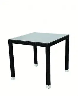 Stolčeky DEOKORK Záhradný ratanový stôl NAPOLI 80x80 cm (čierna)