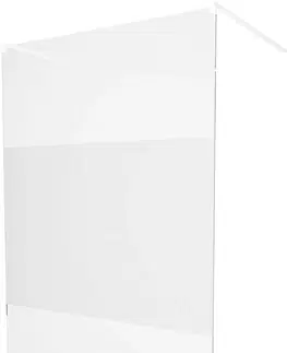 Sprchové dvere MEXEN/S - KIOTO samostatne stojaca sprchová zástena 100 x 200, transparent/dekor 8 mm, biela 800-100-002-20-35