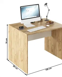 Písacie stoly PC stôl, dub artisan/biela, RIOMA TYP 12