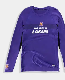 tričká Pánske spodné tričko NBA Lakers s dlhým rukávom fialové