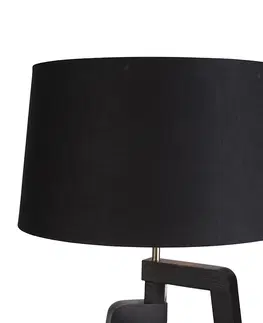 Stojace lampy Statív stojacej lampy s bavlneným tienidlom čierna so zlatom 50 cm - Puros