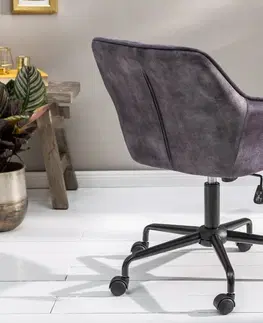 Kancelárske stoličky LuxD Dizajnová kancelárska stolička Esmeralda tmavosivý zamat