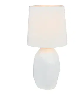 Lampy Keramická stolná lampa, biela, QENNY TYP 1 AT15556
