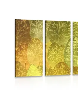 Obrazy prírody a krajiny 5-dielny obraz zaujímavé zelené asymetrické stromy