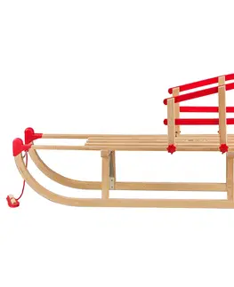 lyžiar Detská opierka na drevené sánky Davos červená