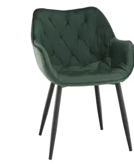 Stoličky Dizajnové kreslo, zelená Velvet látka, FEDRIS