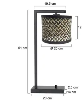 Stolové lampy Steinhauer Stolná lampa Stang 3715ZW, čierna/prírodná