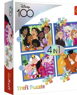 Hračky puzzle TREFL - Puzzle 4v1 - Šťastný svet Disney / Disney 100