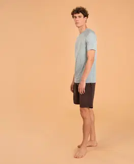 fitnes Pánske bezšvové tričko na jogu druhá koža svetlosivé