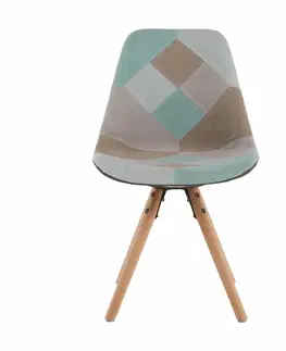 Stoličky Jedálenská stolička, patchwork mentol/hnedá, GLORIA