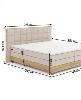 Elektrické polohovacie Elektrická polohovacia boxspringová posteľ TINA 180 x 200 cm