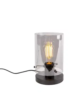 Stolove lampy Dizajnová stolná lampa čierna s dymovým sklom - Dome