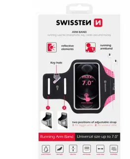 Držiaky na mobil Športové puzdro Swissten Armband 7", ružové 32903700