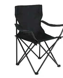 Záhradné stoličky TERAN skladacia kempingová stolička, čierna