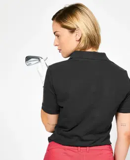 dresy Dámska golfová polokošeľa s krátkym rukávom MW500 čierna