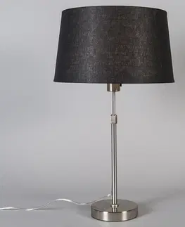 Stolove lampy Stolová lampa oceľová s tienidlom čierna 35 cm nastaviteľná - Parte