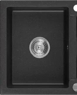 Kuchynské drezy MEXEN MEXEN - Andres granitový drez s malým odkvapávačom 1000 x 500 mm, čierny / strieborný metalik 6515101510-73