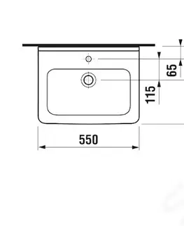 Kúpeľňa JIKA - Cubito Umývadlo, 550x420 mm, s prepadom, s otvorom na batériu, biela H8104220001041