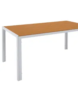 Záhradné stolíky Záhradný stôl, biela oceľ/dub, BONTO