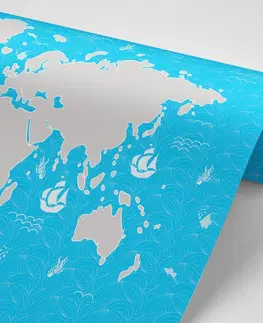Samolepiace tapety Samolepiaca tapeta nebesky modrá mapa sveta