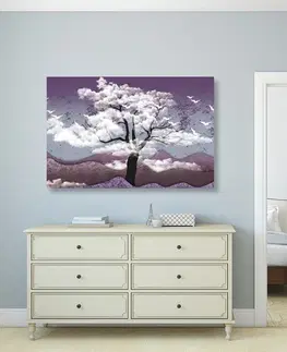 Obrazy prírody a krajiny Obraz strom zaliaty oblakmi
