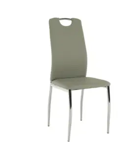 Stoličky Jedálenská stolička, ekokoža sivá/chróm, ERVINA