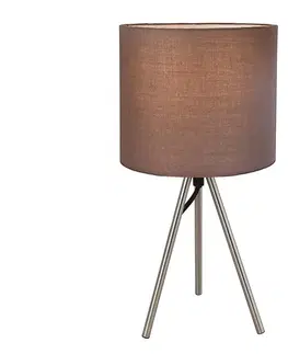 Lampy    KL108014 - Stolná lampa THEO 1xE14/9W/230V hnedá/lesklý chróm 