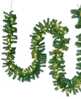 Vianočné ozdoby Juskys Umelá vianočná girlanda 5 m v zelenej farbe 100 LED