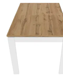 Jedálenské stoly Rozkladací stôl, biela/dub wotan 135-184x86 cm, VILGO