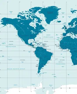 Tapety mapy Tapeta politická mapa sveta v modrej farbe