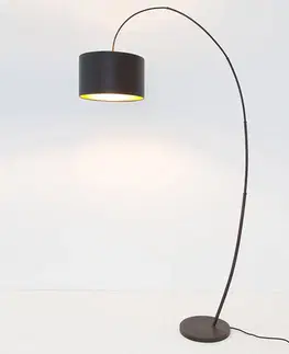 Stojacie lampy do obývačky Holländer Oblúk stojaca lampa Bambus Arco hnedo-čierna zlatá