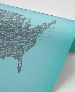 Tapety mapy Tapeta náučná mapa USA s modrým pozadím
