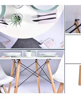 Jedálenské stoly Jedálenský stôl, biela matná/buk, priemer 120 cm, DEMIN