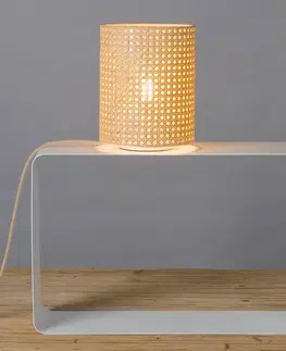 Lampy na nočný stolík lumbono Stolová lampa Wiener Oplet s ratanovým tienidlom
