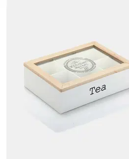 Príslušenstvo pre prípravu čaju a kávy EH Box na čajové vrecká Tea, 6 priehradiek, biela